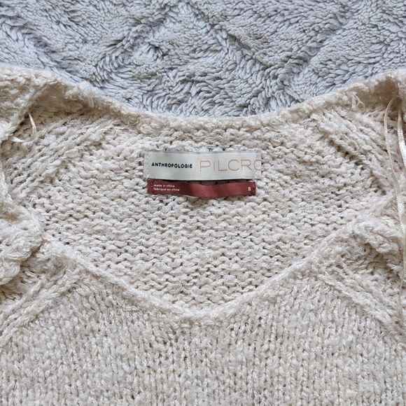 Anthropologie Pilcro Luna Pointelle Sweater Women's Small Cream Tunic Knit - Picture 3 of 5